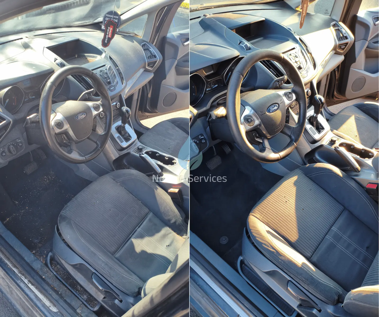 Résultat avant après nettoyage auto à domicile